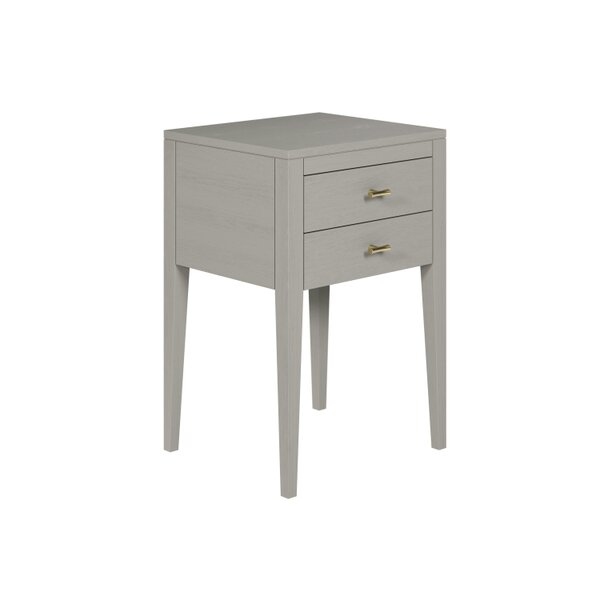 Wyld Haus Fortaleza Mist Grey Wood Grain 2 Drawer Bedside Table