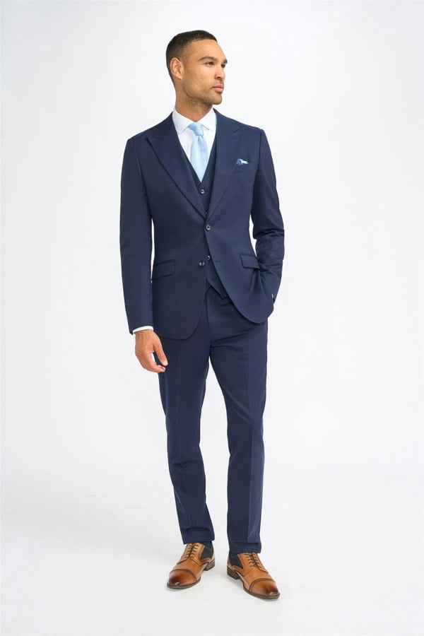 House of Cavani James Navy Super 130s Wool Blazer