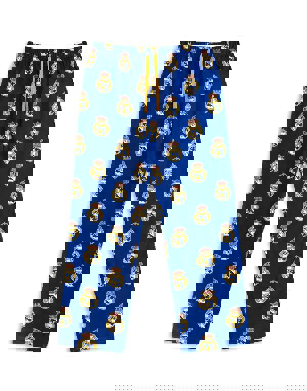 Real Madrid Mens White Logo Short Sleeve Long Leg Pyjama Set