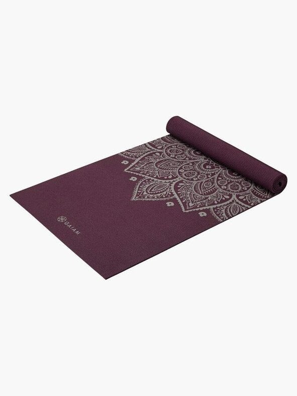 Gaiam Midnight Plum Sundial Flower Yoga Mat 5mm