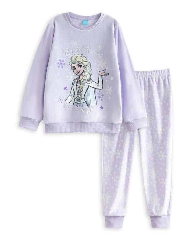Disney Frozen Girls Purple Elsa Long Sleeve Long Leg Pyjama Set