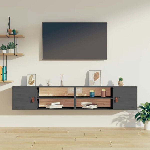 Berkfield Wall Cabinets 2 pcs Grey 80x30x30 cm Solid Wood Pine