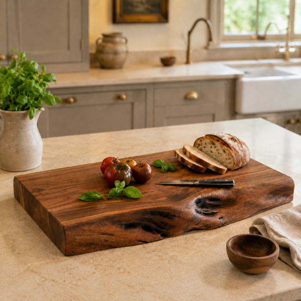 Downton Interiors Professional Chef Live Edge Acacia Wood Chopping Board - Large