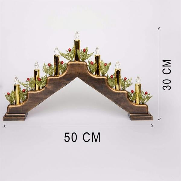 5cm Christmas Candle Bridge with 7 Warm LED Candles, Bronze Metallic Finish image 5