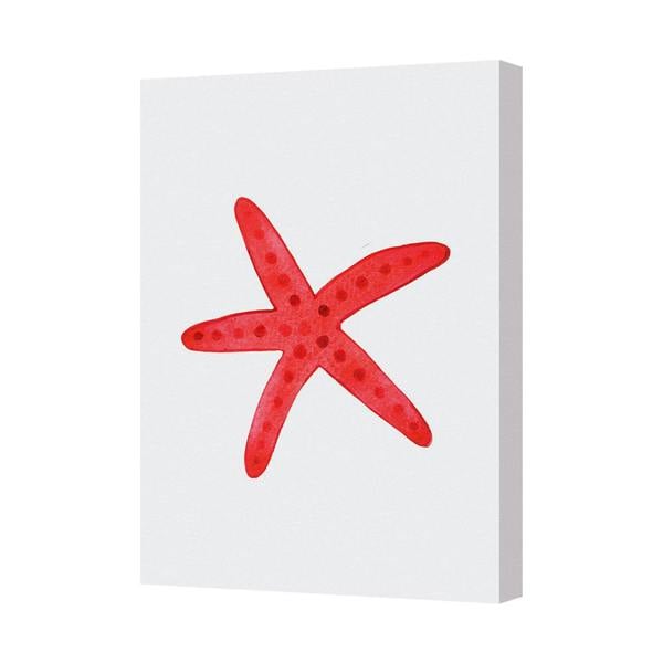 Benjamin Tate Design Red Starfish On White Canvas Wall Art Print Coastal Decor
