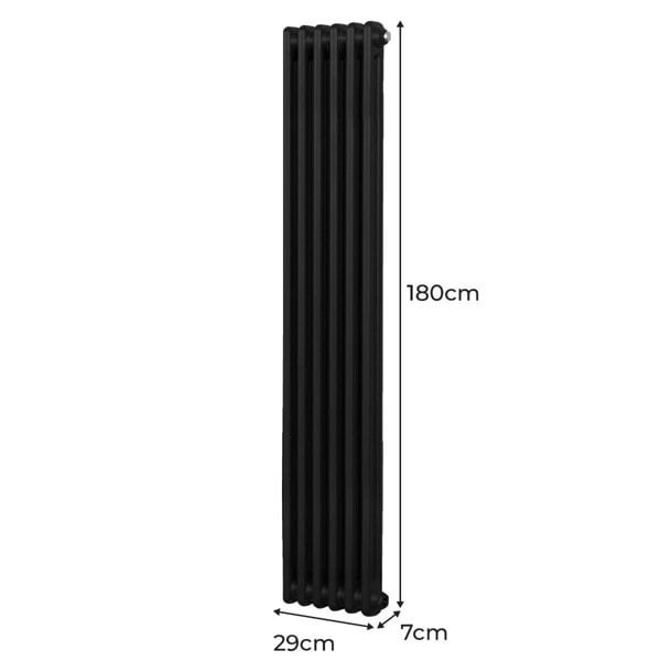 Monstershop Traditional 2 Column Radiator - 1800 x 292mm - Black