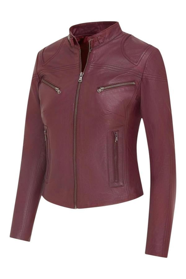 Infinity Leather Women's Casual Slim-Fit Leather Biker Jacket-Tulsa