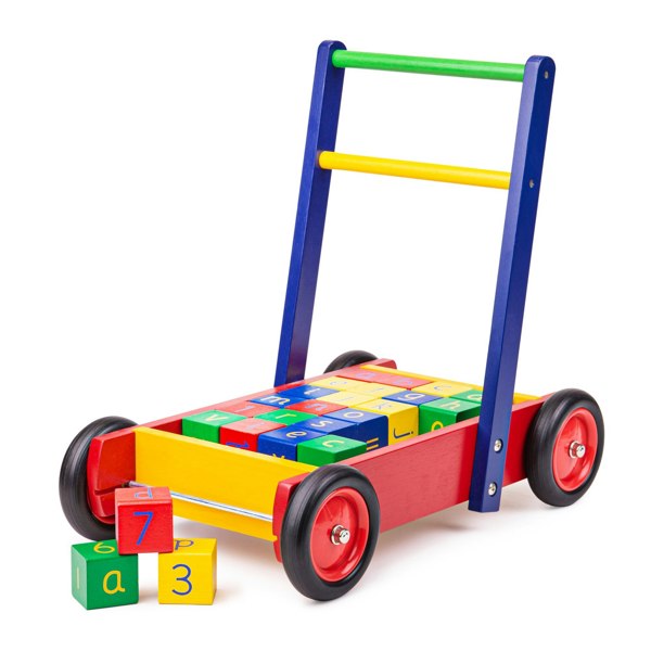 Tidlo Wooden Baby Walker With 24 Abc Stacking Blocks