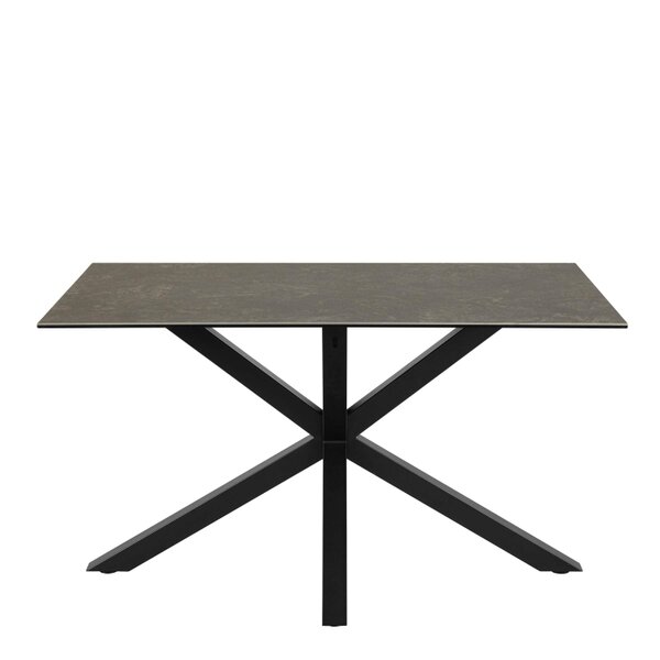 Wyld Haus Perth 135cm 4 Seater Black Ceramic Dining Table Industrial Black Metal Legs