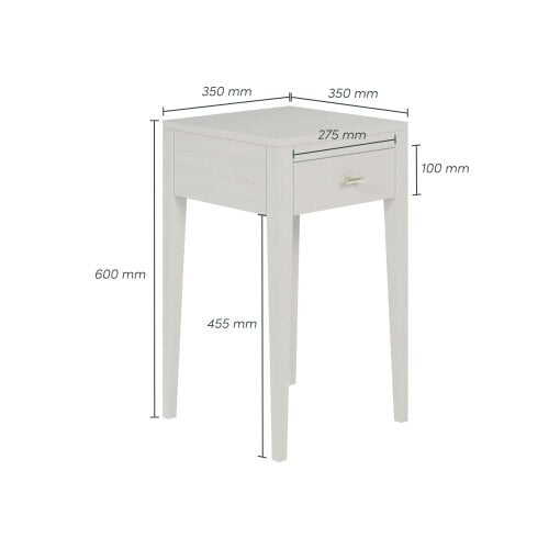 Wyld Haus Olinda Mist Grey Wood Grain 1 Drawer Bedside Table