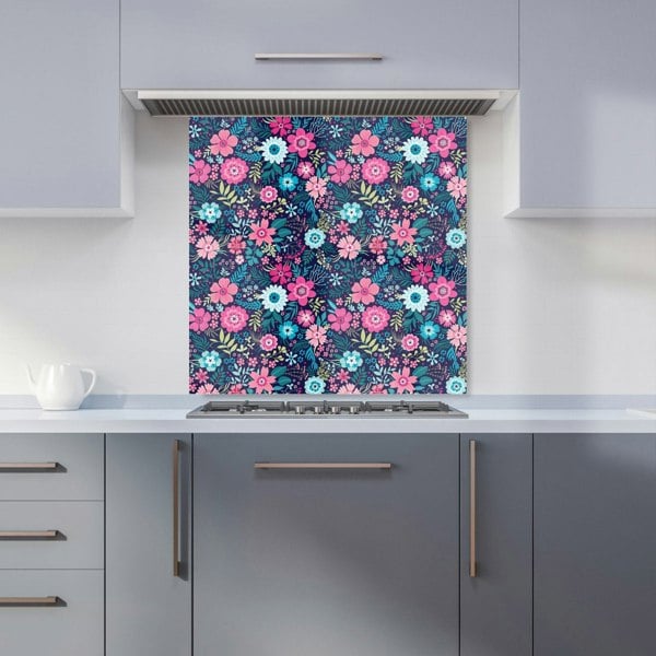 Warren Reed - Designer Cute Colourful Flower Pattern Kitchen Splashback