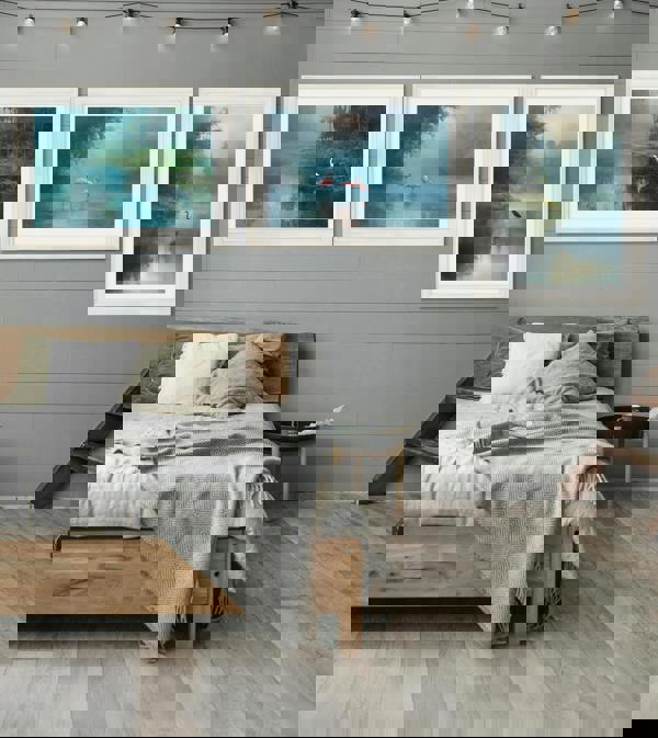 Exceptional Art Misty Lake Flamingos - Oxford Strong White Round Frame