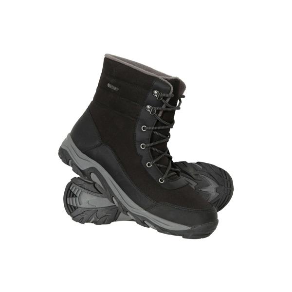 Mountain Warehouse Mens Ohio Fleece Lined Snow Boots - Jet Black - 