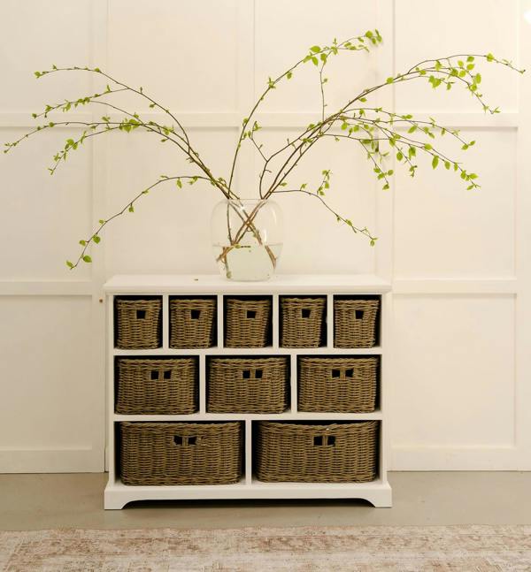 Tetbury 10 Drawer Storage Unit with Strong Wicker Baskets