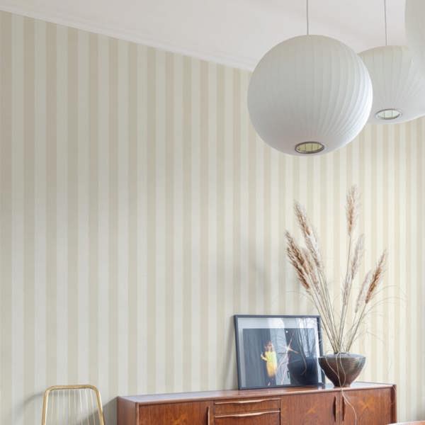 Grandeco Classic Wide Textured Stripe Wallpaper, Beige
