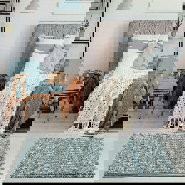 Shaggy blue rug High Quality Elegant Moroccan Pattern