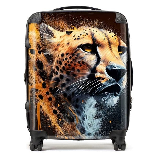 Warren Reed Cheetah Face Splashart Dark Background Suitcase