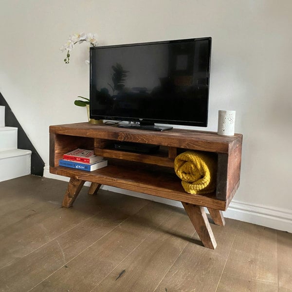 The Bespoke Carpentry Co TV Stand with Wooden Floating Shelf