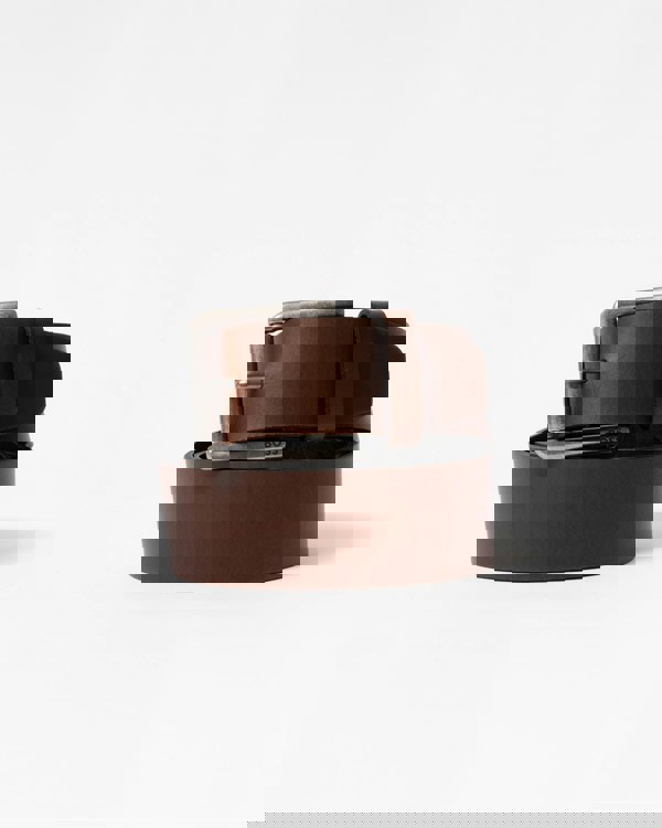 BOSS Orange Joris Mens Italian Leather Belt with Engraved Buckle - Dark Brown 203