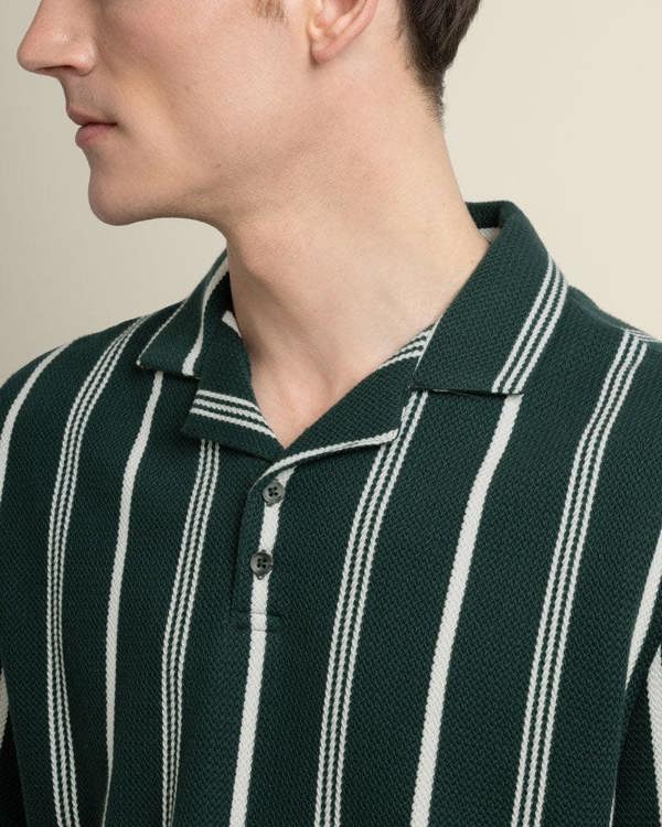 Larsson & Co Bakken - Green Striped Polo Shirt