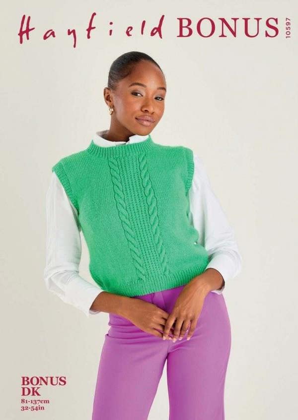Hayfield Bonus DK Knitting Pattern 10597, Slipovers for Women, 32 - 54 Inches - Intermediate