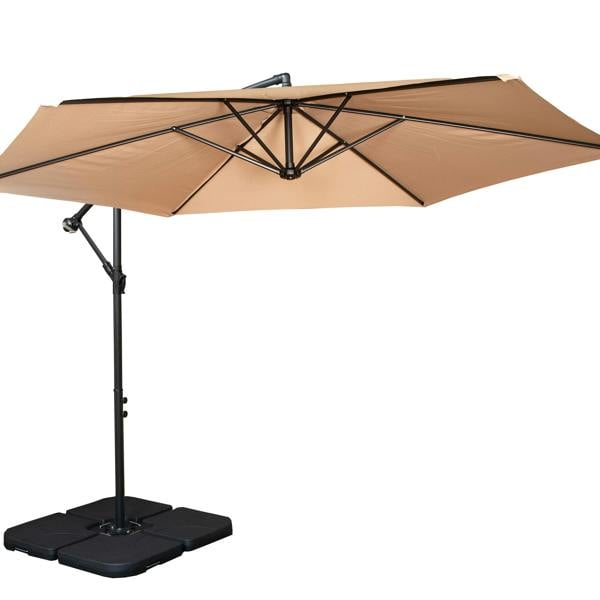 Samuel Alexander 3m Cantilever Banana Garden Parasol in Beige with Crank Handle and Parasol Base Weights Included