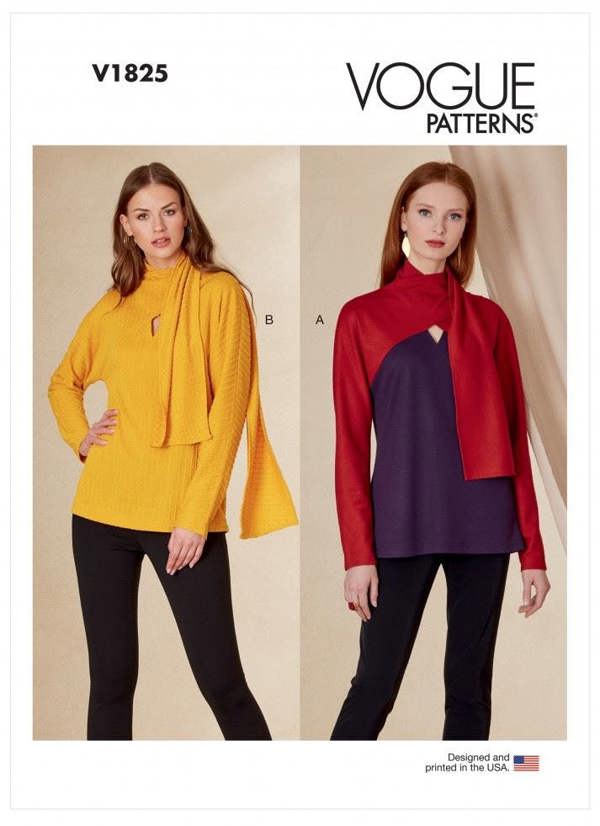 Vogue Sewing Pattern 1825, Tops for Women, A (XS-S-M-L-XL-XXL) - Easy