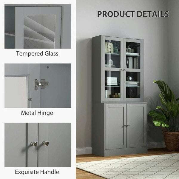 Double Storage Display Cabinet - Grey
