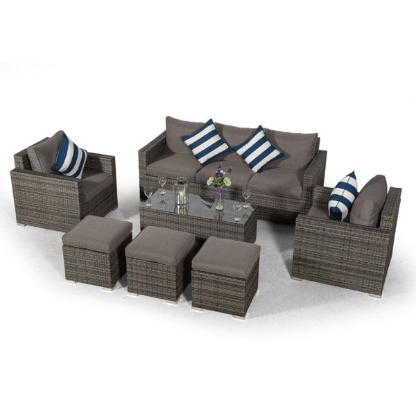Giardino Sydney 8 Seater Conversation Dining Set With Coffee Table & 3 Stools