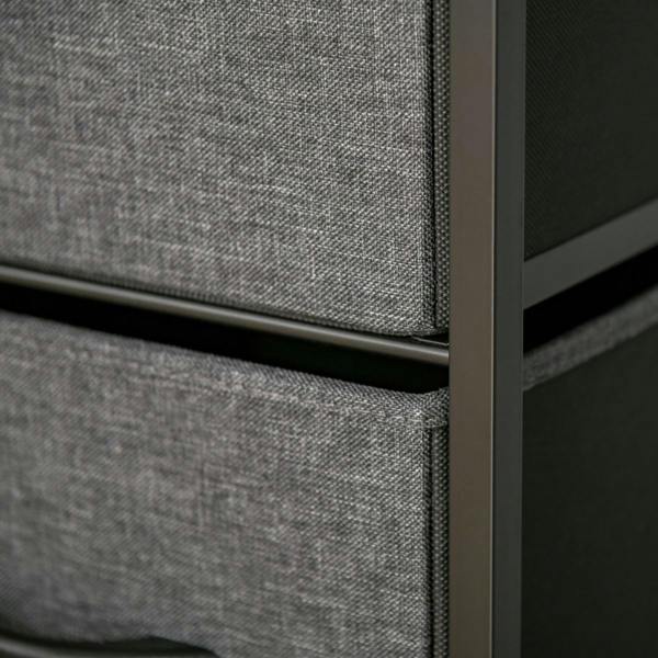 Dyzi 4 Drawer Storage Chest Unit with Shelves Fabric Drawers Black