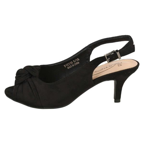Spot On Ladies Spot On Wide Fit Sling Back Shoes With A Kitten Heel F12110