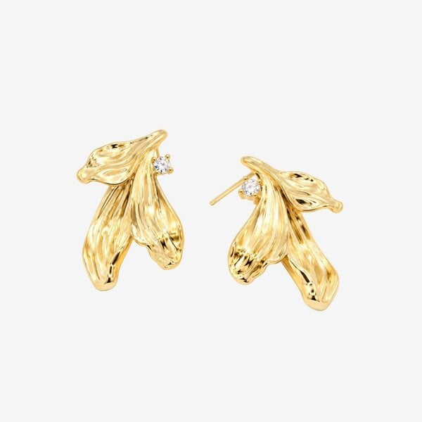 Uchi & Soto Kinmokusei Gold Petal Statement Earrings