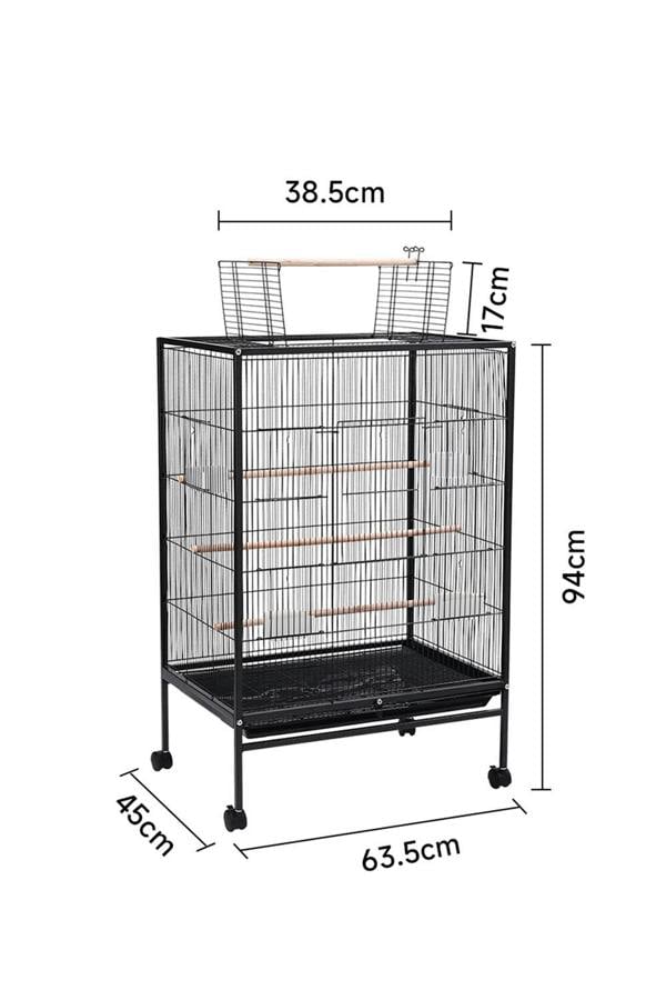 Living and Home Open Play Top Metal Pet Bird Cage with Casters