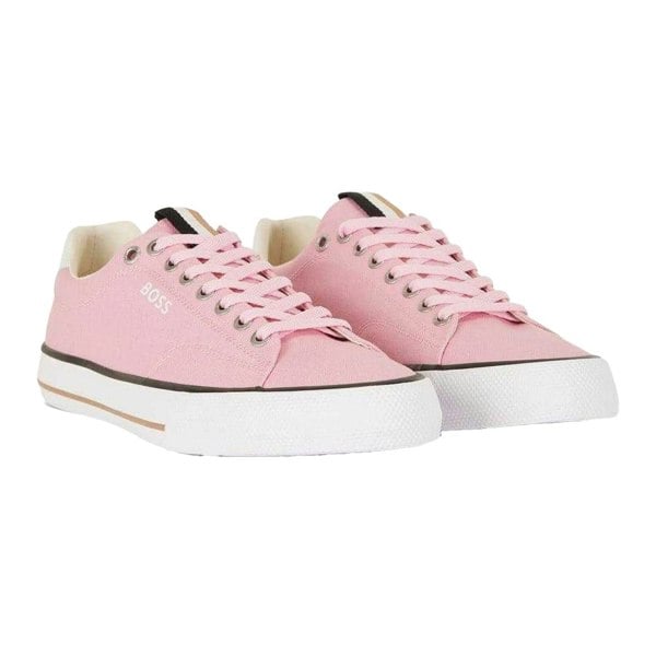 Boss Mens Aiden Leather Tennis Trainers - Pink