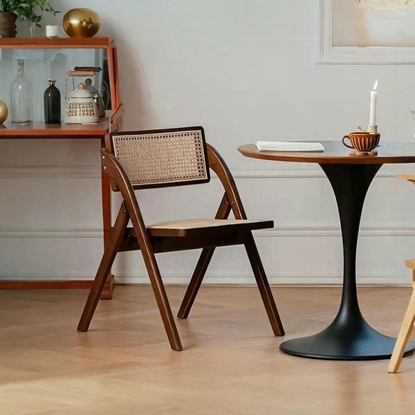 Vera Foldable Rattan Dining Chair, Rubber Wood-Rit Concept-Rit Concept