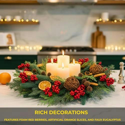 24 Inch Orange and Berry Christmas Wreath for Indoor and Sheltered Outdoor Seasonal Display image 7