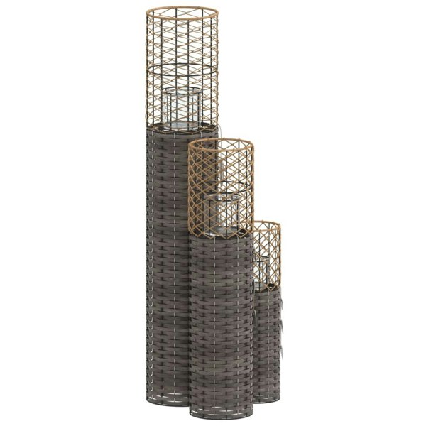 Berkfield Candle Holders 3 pcs Grey Wicker