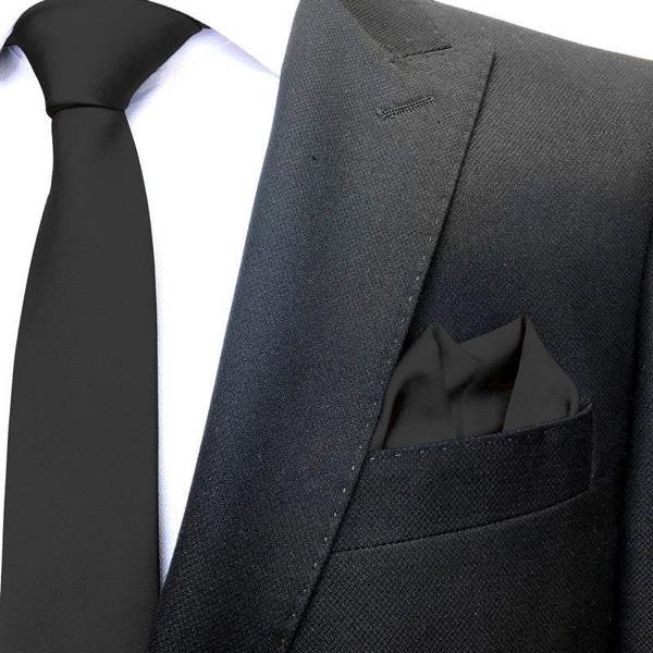 Classic Plain black pocket square