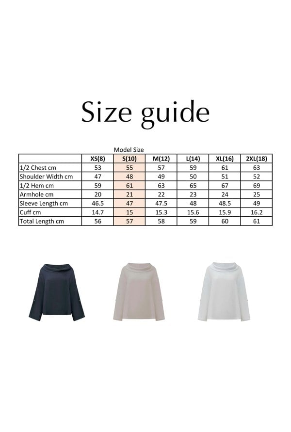 Taupe linen top size guide