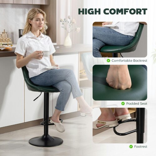 Wyld Haus Nimba Set Of 2 Dark Green Faux Leather Counter Bar Stools