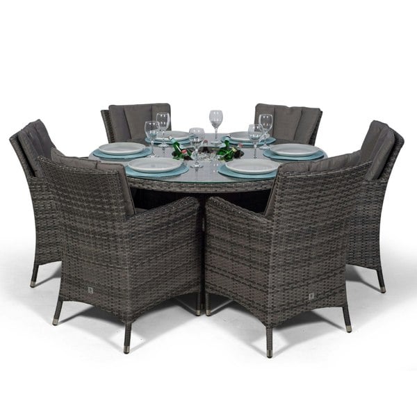 Giardino Savannah Round 6 Seater Patio Dining Set with Ice Bucket Drinks Cooler