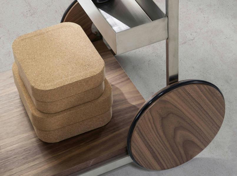 Angel Cerdá Minibar Trolley Steel and Walnut 3116