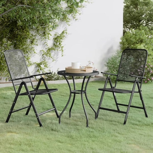 Berkfield 3 Piece Garden Dining Set Expanded Metal Mesh Anthracite