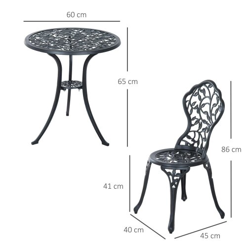 Wyld Haus Kanesu 3 Piece Aluminium Bistro Dining Set In Antique Black