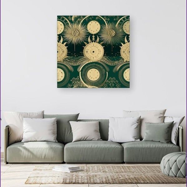 Warren Reed Green Moon and Sun Abstract Pattern Canvas