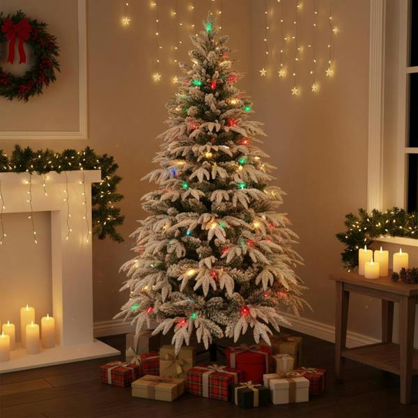 4ft to 10ft Pre-Lit Lapland Fir Artificial Christmas Trees with Multicolour LEDs image 8
