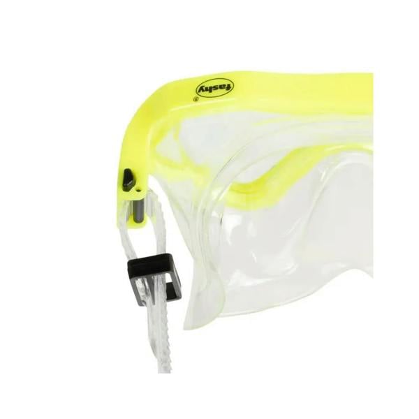 Fashy yellow children snorkel set with neon mask and clear lens