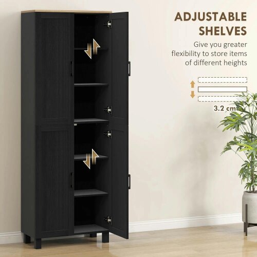 Wyld Haus Parare 171cm Wooden Black 4 Door Freestanding Kitchen Pantry Cabinet
