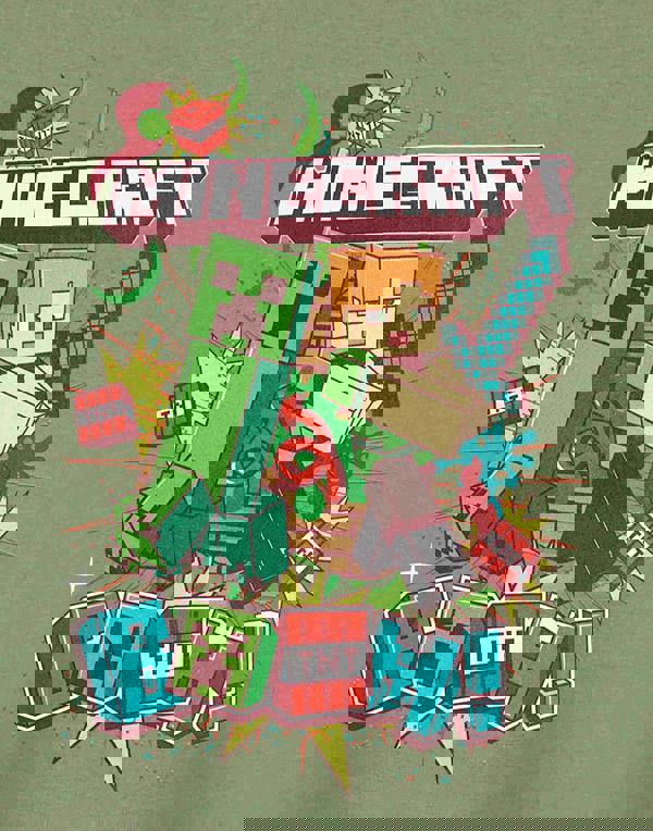 Minecraft Boys Green Boom Short Sleeved T-Shirt