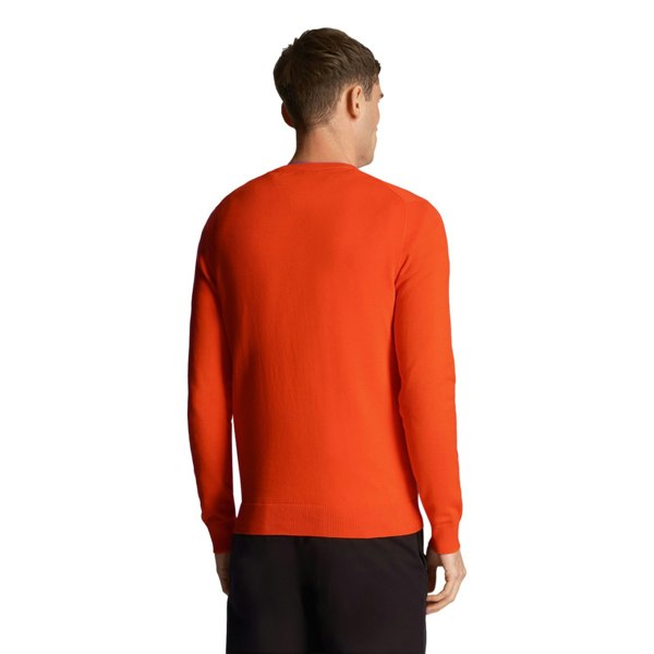 Lyle & Scott Mens Cotton Crew Neck Jumper - Tangerine Tango